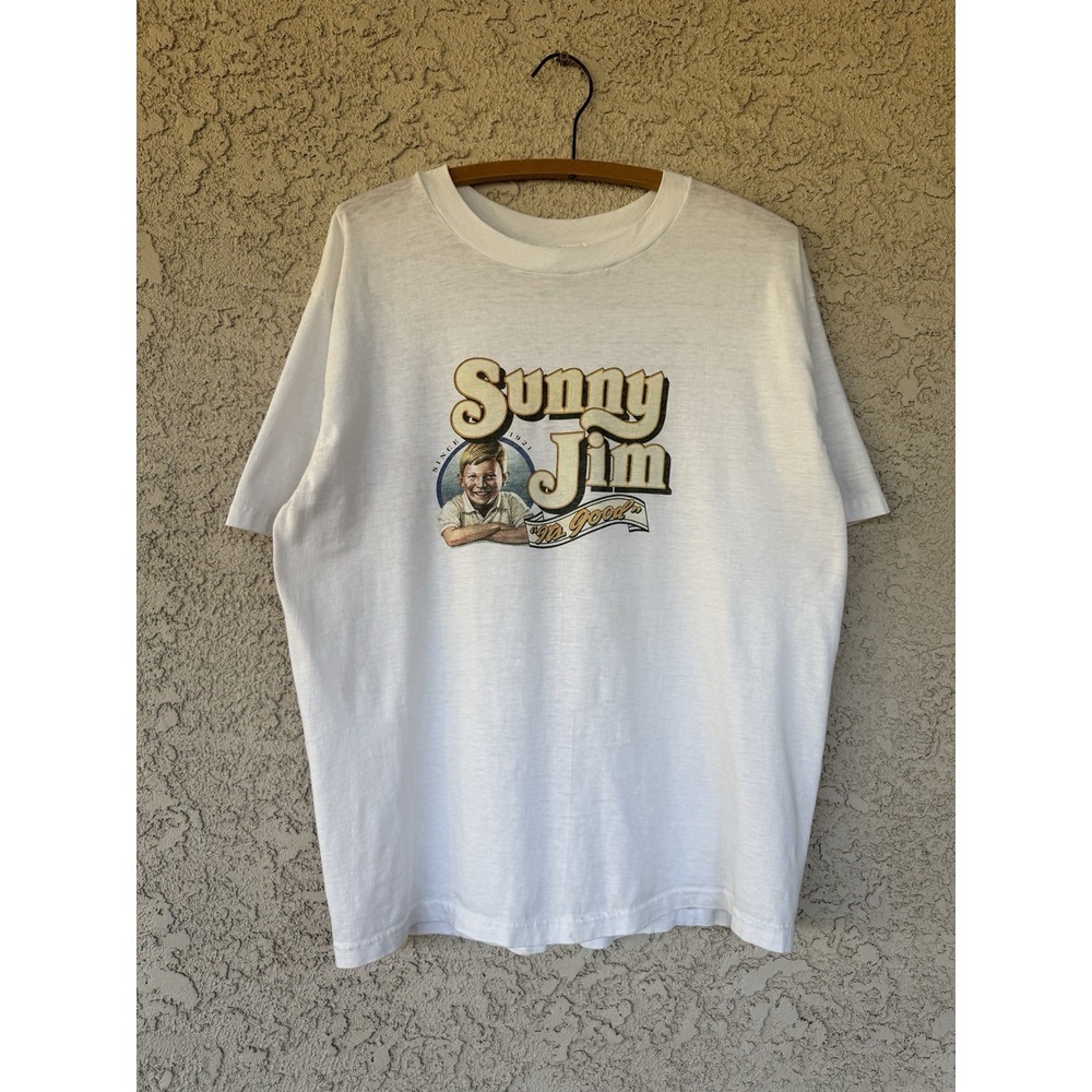 Vintage Hanes Sunny Jim Foods Promo T-Shirt Large 90s Single Stitch USA White